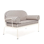 The Al Fresco Love Seat in Monaco Black Stripe | Antique White Frame Bundle Business & Pleasure Co. 