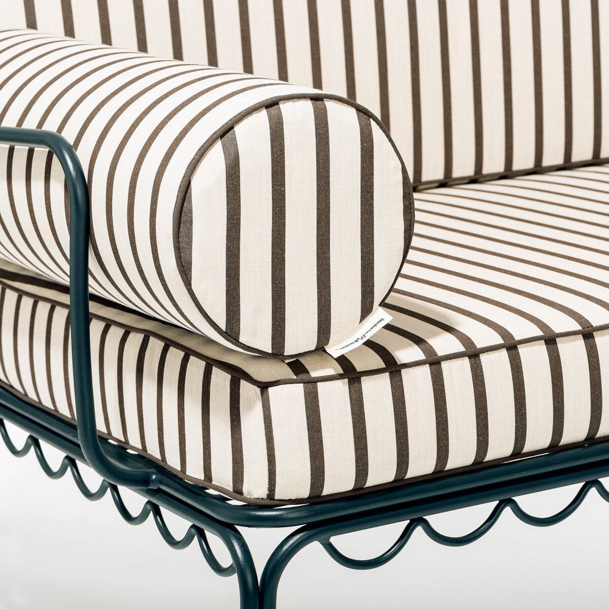 The Al Fresco Love Seat in Monaco Black Stripe | Vintage Black Frame Bundle Business & Pleasure Co. 