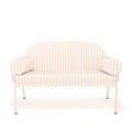 The Al Fresco Love Seat in Monaco Natural Stripe | Antique White Frame Bundle Business & Pleasure Co. 
