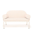 The Al Fresco Love Seat in Monaco Natural Stripe | Antique White Frame Bundle Business & Pleasure Co. 