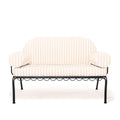 The Al Fresco Love Seat in Monaco Natural Stripe | Vintage Black Frame Bundle Business & Pleasure Co. 