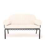 The Al Fresco Love Seat in Monaco Natural Stripe | Vintage Black Frame Bundle Business & Pleasure Co. 