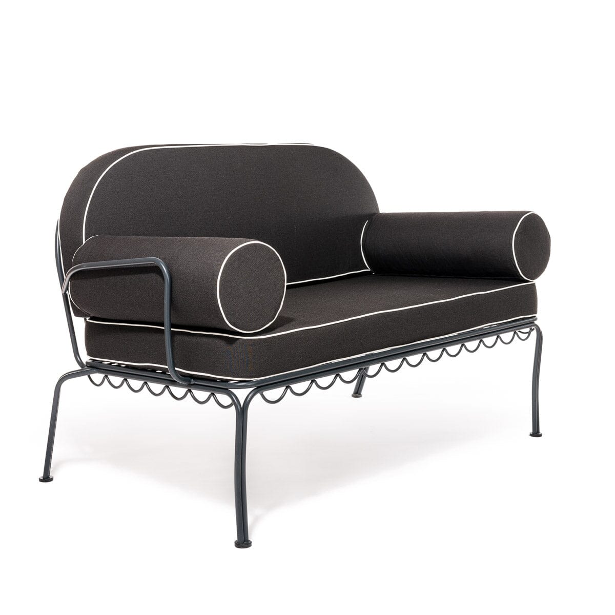 The Al Fresco Love Seat in Rivie Black | Vintage Black Frame Bundle Business & Pleasure Co. 