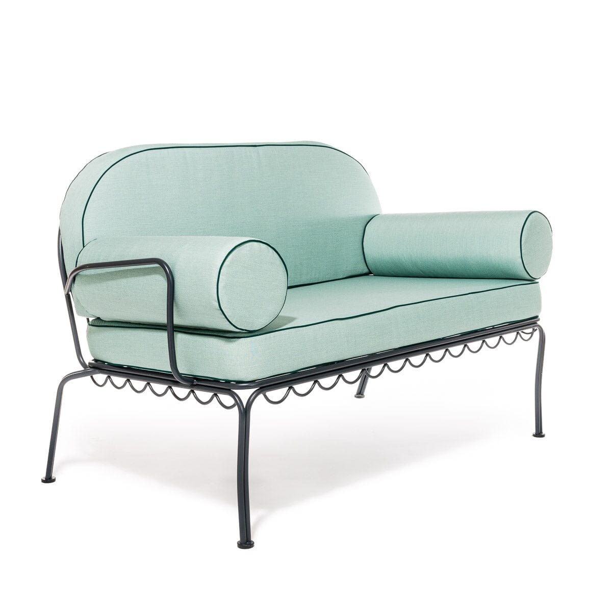 The Al Fresco Love Seat in Rivie Green | Vintage Black Frame Bundle Business & Pleasure Co. 