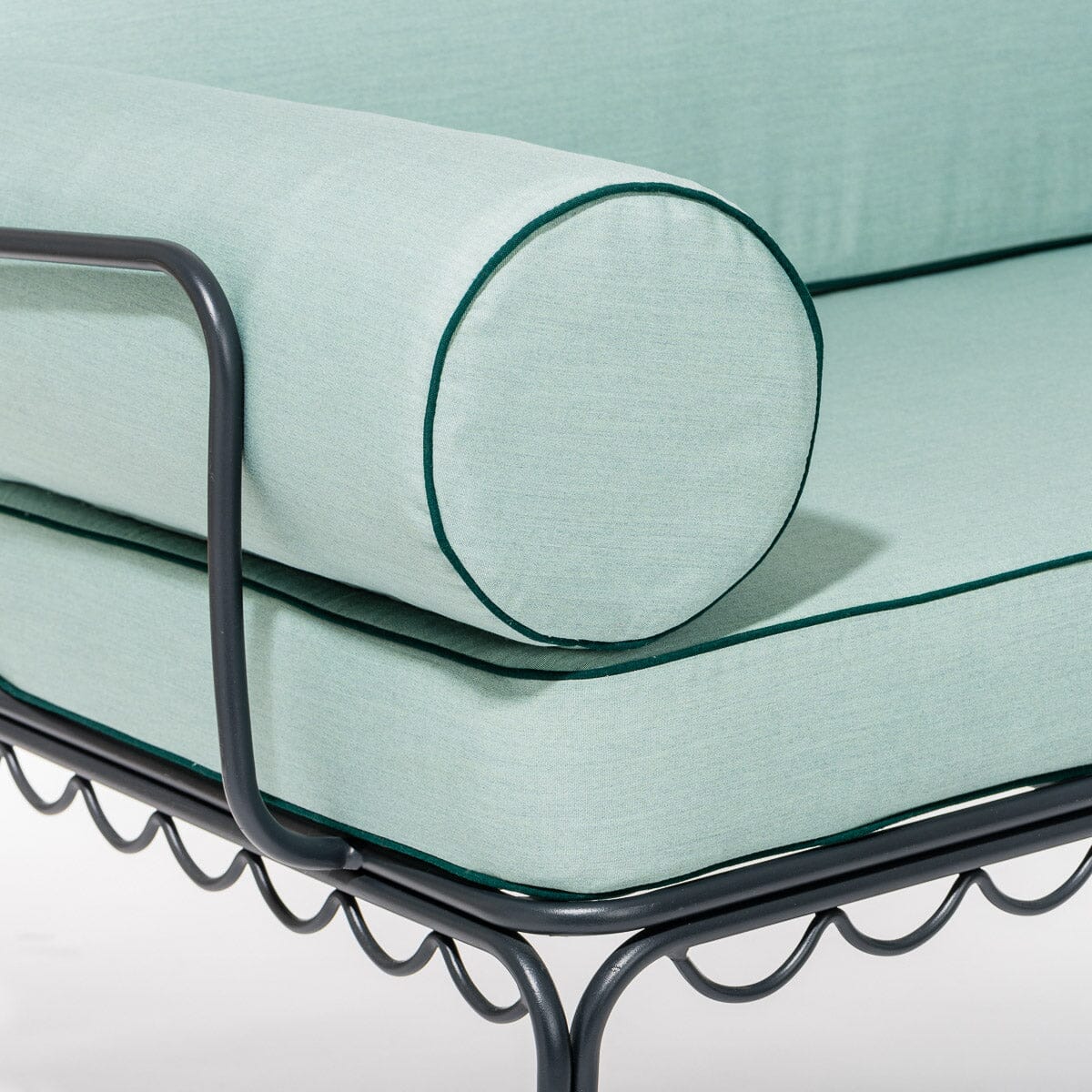 The Al Fresco Love Seat in Rivie Green | Vintage Black Frame Bundle Business & Pleasure Co. 