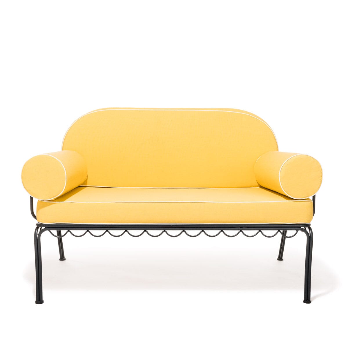 The Al Fresco Love Seat in Rivie Mimosa | Vintage Black Frame Bundle Business & Pleasure Co. 