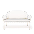The Al Fresco Love Seat in Rivie White | Antique White Frame Bundle