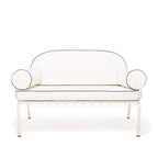 The Al Fresco Love Seat in Rivie White | Antique White Frame Bundle