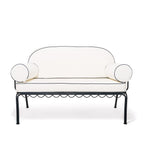 The Al Fresco Love Seat in Rivie White | Vintage Black Frame Bundle Business & Pleasure Co. 