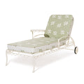 The Al Fresco Sun Lounger in Benoît Jade Green Jacquard | Antique White Frame Bundle Business & Pleasure Co. 