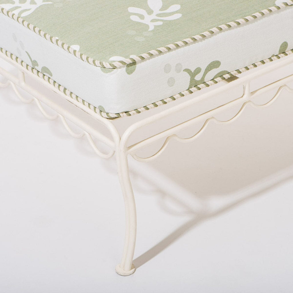 The Al Fresco Sun Lounger in Benoît Jade Green Jacquard | Antique White Frame Bundle Business & Pleasure Co. 