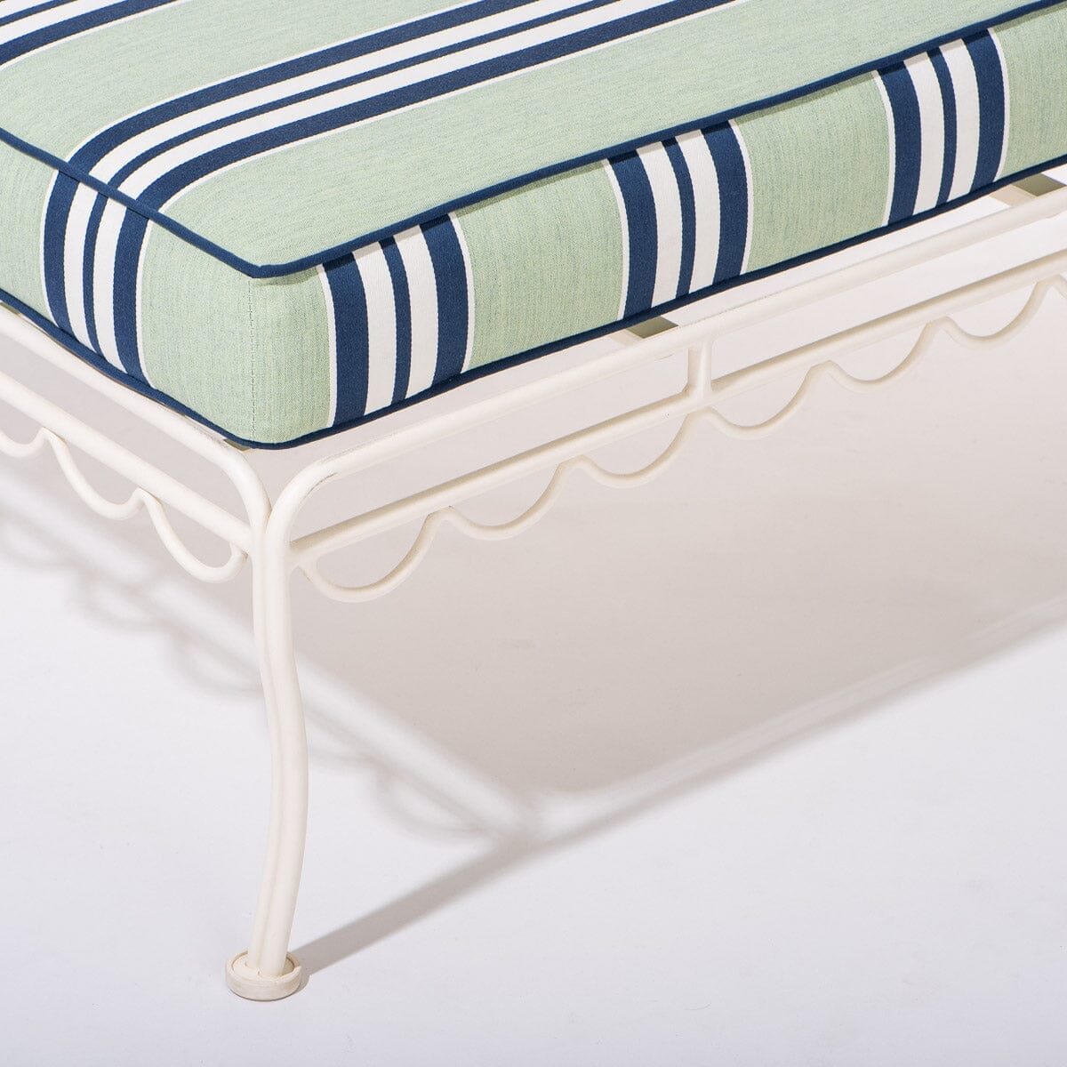 The Al Fresco Sun Lounger x Julia Berolzheimer in Green Stripes | Antique White Frame Bundle Business & Pleasure Co. 