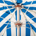 The Crew Mediterranean Blue Stripe Club Umbrella by Business & Pleasure Co with Antique White Pole and Metal Placement Mechanism