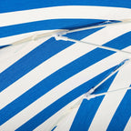 The Crew Mediterranean Blue Stripe Club Umbrella by Business & Pleasure Co with Antique White Pole and Metal Crank Tilt