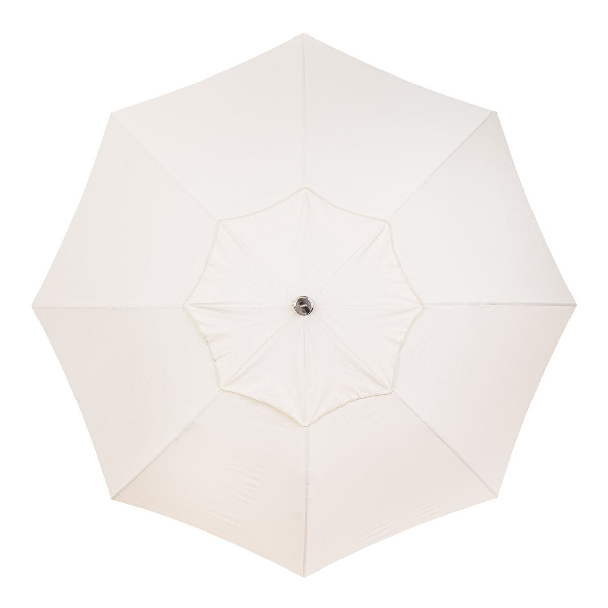 large white umbrella top down view on white background