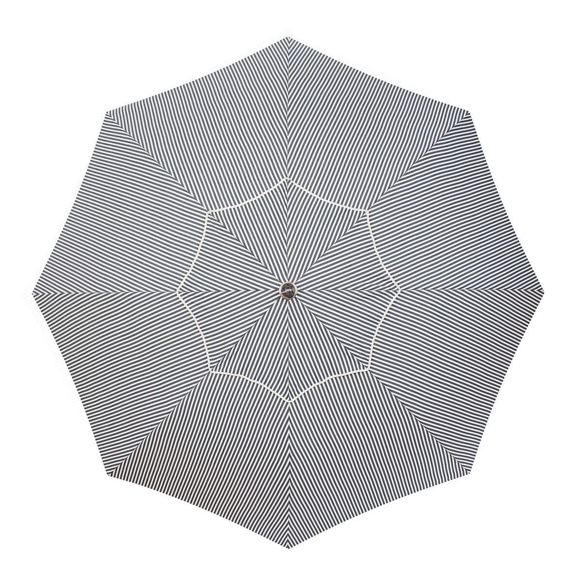 navy stripe umbrella top down view on white background