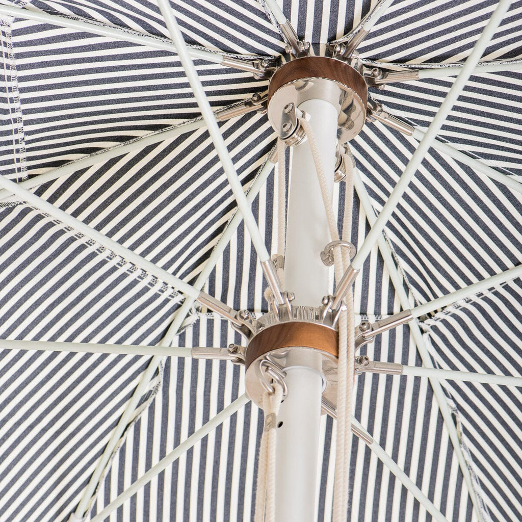 navy stripe umbrella hardware close up