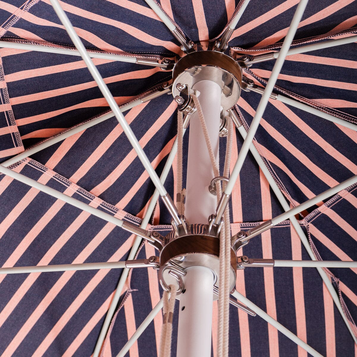 The Patio Umbrella - Monaco Navy And Pink Stripe Patio Umbrella Business & Pleasure Co 