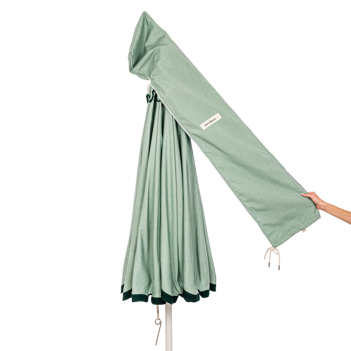 carry bag detail on green patio umbrella