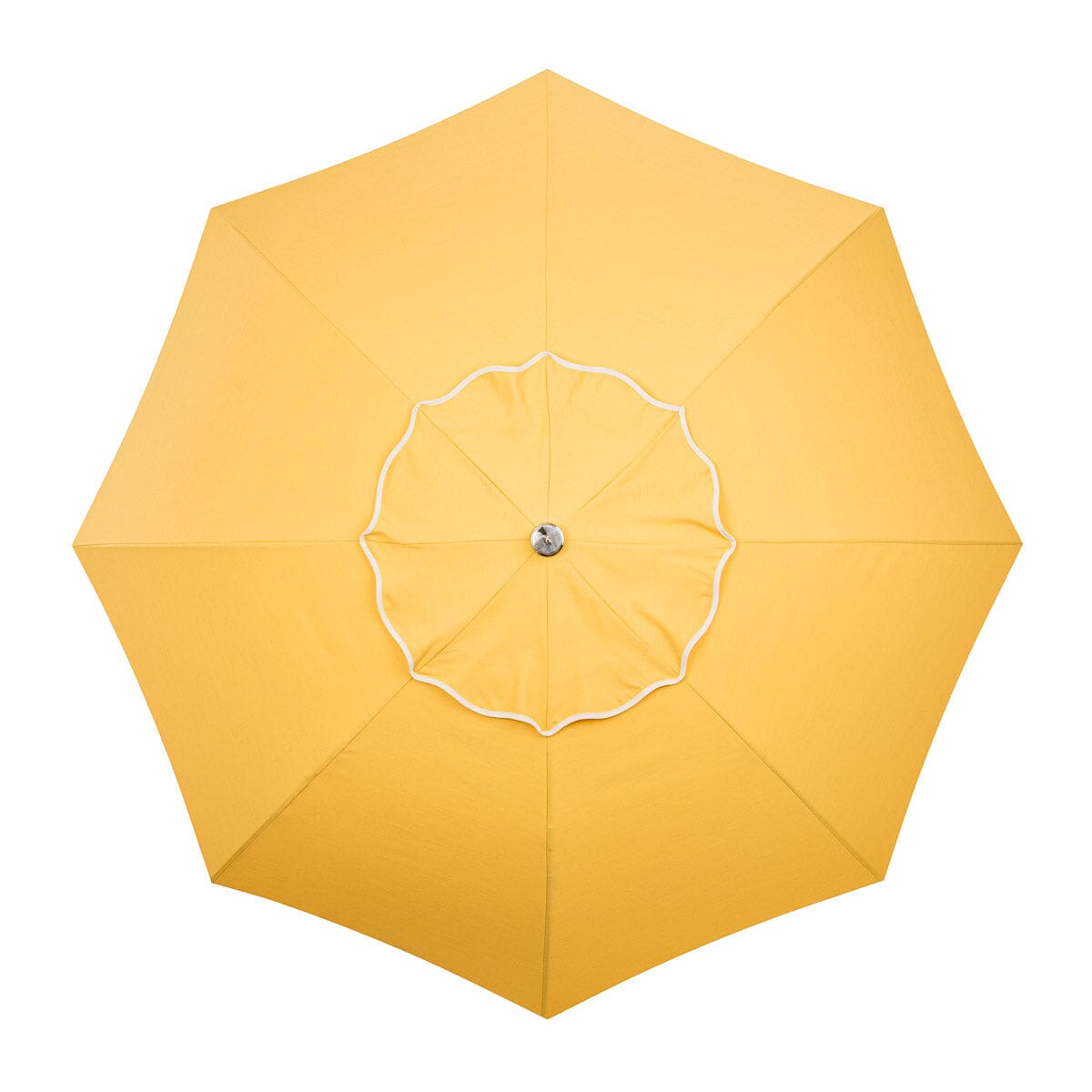top down view of yellow patio umbrella