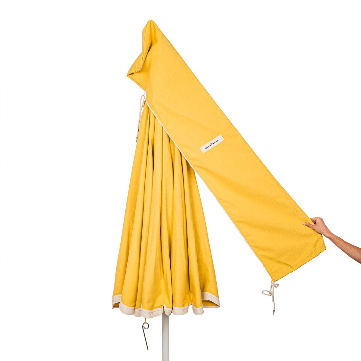 carry bag detail of yellow patio umbrella