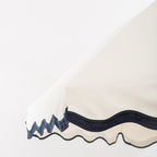 close up canopy edge detail on rivie white patio umbrella