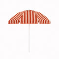 The Patio Umbrella in Terry Terracotta Stripe by Business & Pleasure Co. features a red and slightly pink/taupe stripe dome canopy in our new pleasuretex® fabrication with a white pole. Made for your home, patio, outdoor dining experiences.