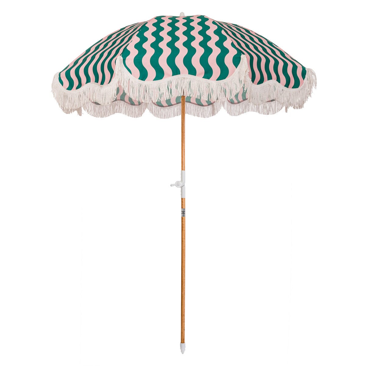 The Holiday Beach Umbrella - Ocean Green And Pink Stripe Holiday Beach Umbrella Business & Pleasure Co 