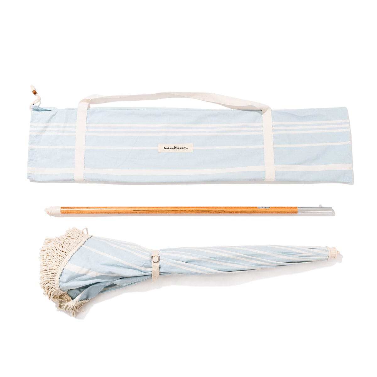 The Rio Fringed Umbrella - Vintage Blue Stripe Rio Fringed Umbrella Business & Pleasure Co. 