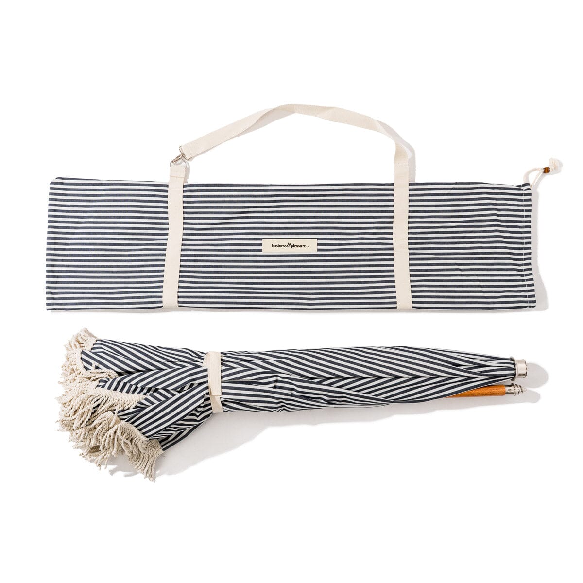 The Premium Beach Umbrella - Lauren's Navy Stripe Premium Beach Umbrella Business & Pleasure Co. 