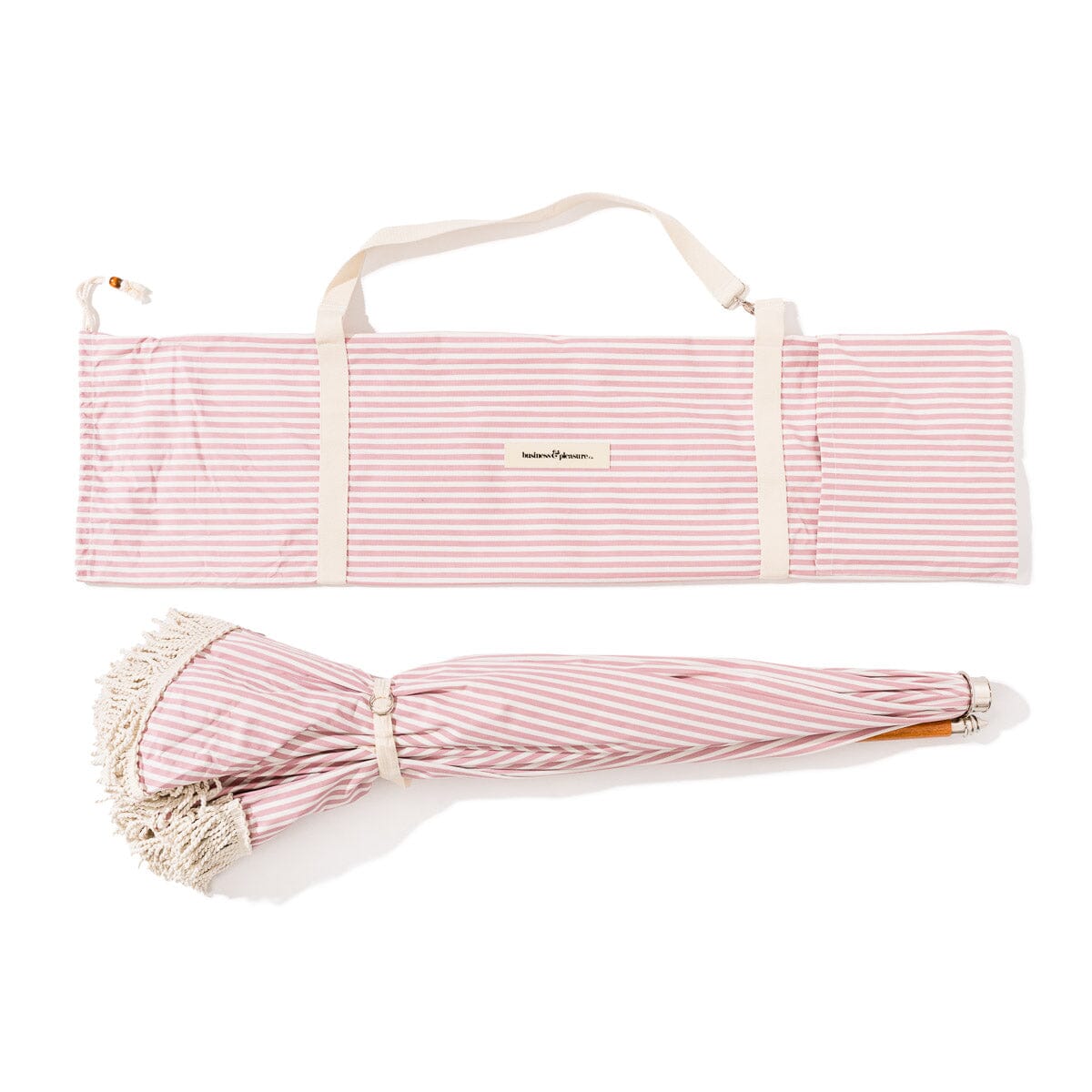 The Premium Beach Umbrella - Lauren's Pink Stripe Premium Beach Umbrella Business & Pleasure Co. 
