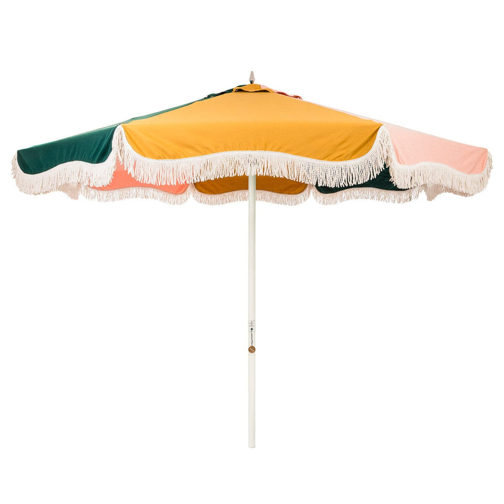 The Resort Market Umbrella in 70s Panel Cinque | 10' Antique White Frame Bundle Business & Pleasure Co. 