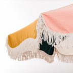 The Resort Market Umbrella in 70s Panel Cinque | 12' Antique White Frame Bundle Business & Pleasure Co. 