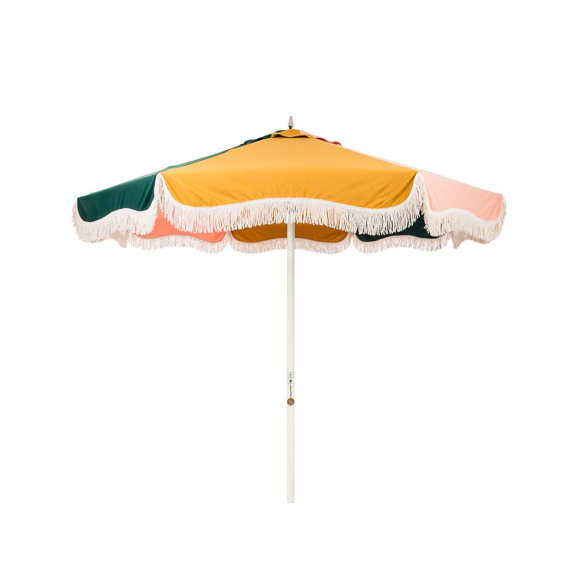 The Resort Market Umbrella in 70s Panel Cinque | 8' Antique White Frame Bundle Business & Pleasure Co. 