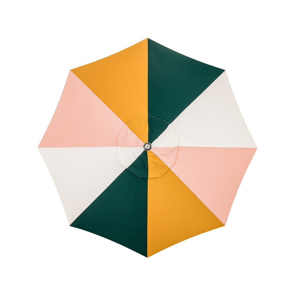 The Resort Market Umbrella in 70s Panel Cinque | 8' Antique White Frame Bundle Business & Pleasure Co. 