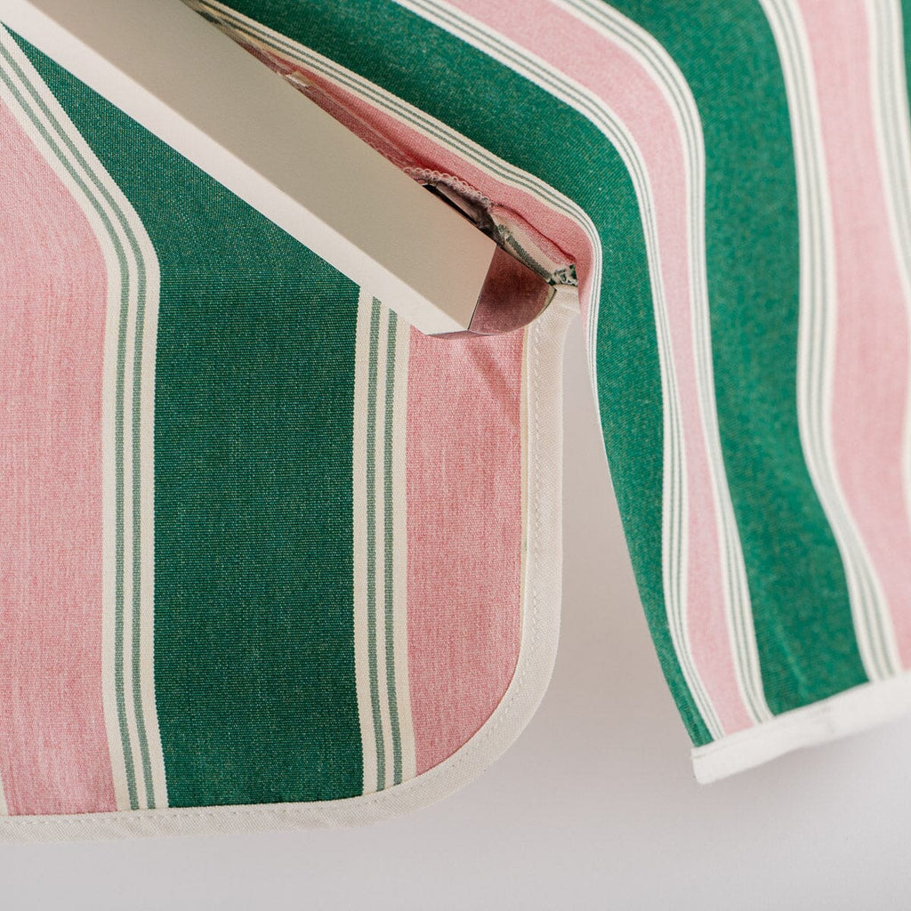 The Resort Market Umbrella in Bistro Green Stripe | 12' Antique White Frame Bundle Business & Pleasure Co. 