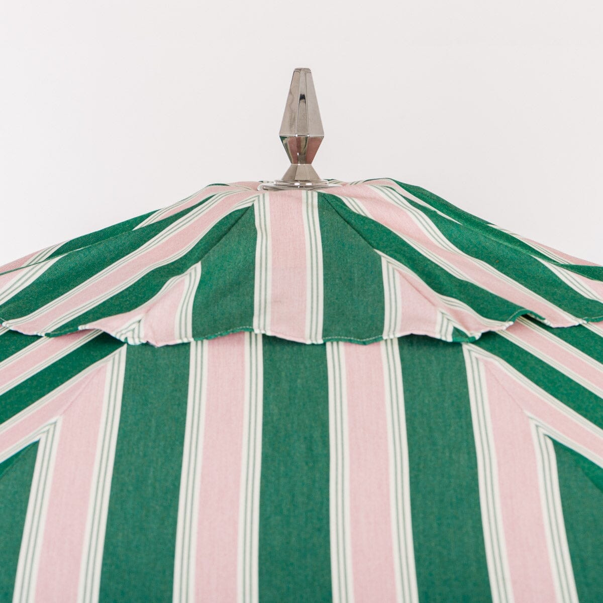 The Resort Market Umbrella in Bistro Green Stripe | 12' Antique White Frame Bundle Business & Pleasure Co. 