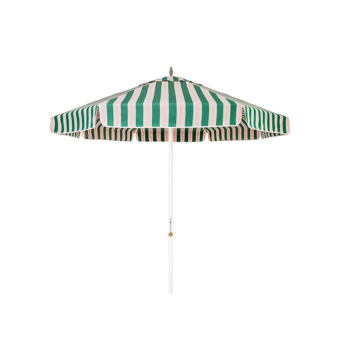 The Resort Market Umbrella in Bistro Green Stripe | 8' Antique White Frame Bundle Business & Pleasure Co. 