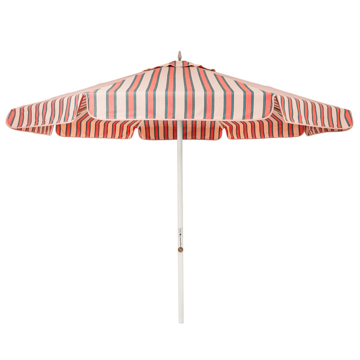 The Resort Market Umbrella in Bistro Pink Stripe | 12' Antique White Frame Bundle Business & Pleasure Co. 