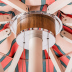 The Resort Market Umbrella in Bistro Pink Stripe | 12' Antique White Frame Bundle Business & Pleasure Co. 