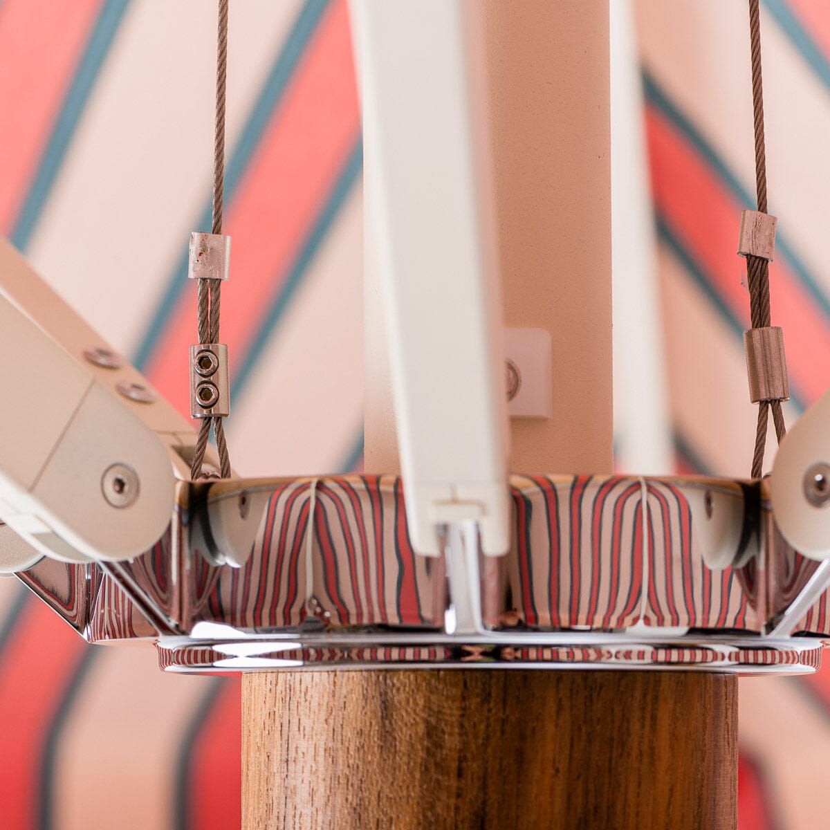 The Resort Market Umbrella in Bistro Pink Stripe | 12' Antique White Frame Bundle Business & Pleasure Co. 