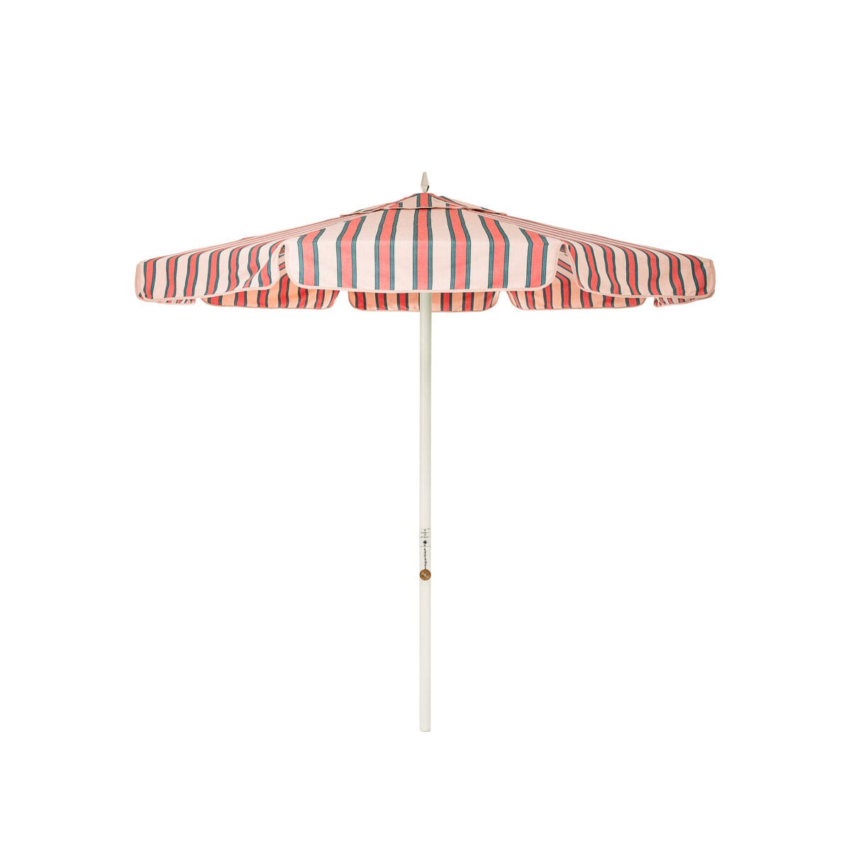 The Resort Market Umbrella in Bistro Pink Stripe | 8' Antique White Frame Bundle Business & Pleasure Co. 