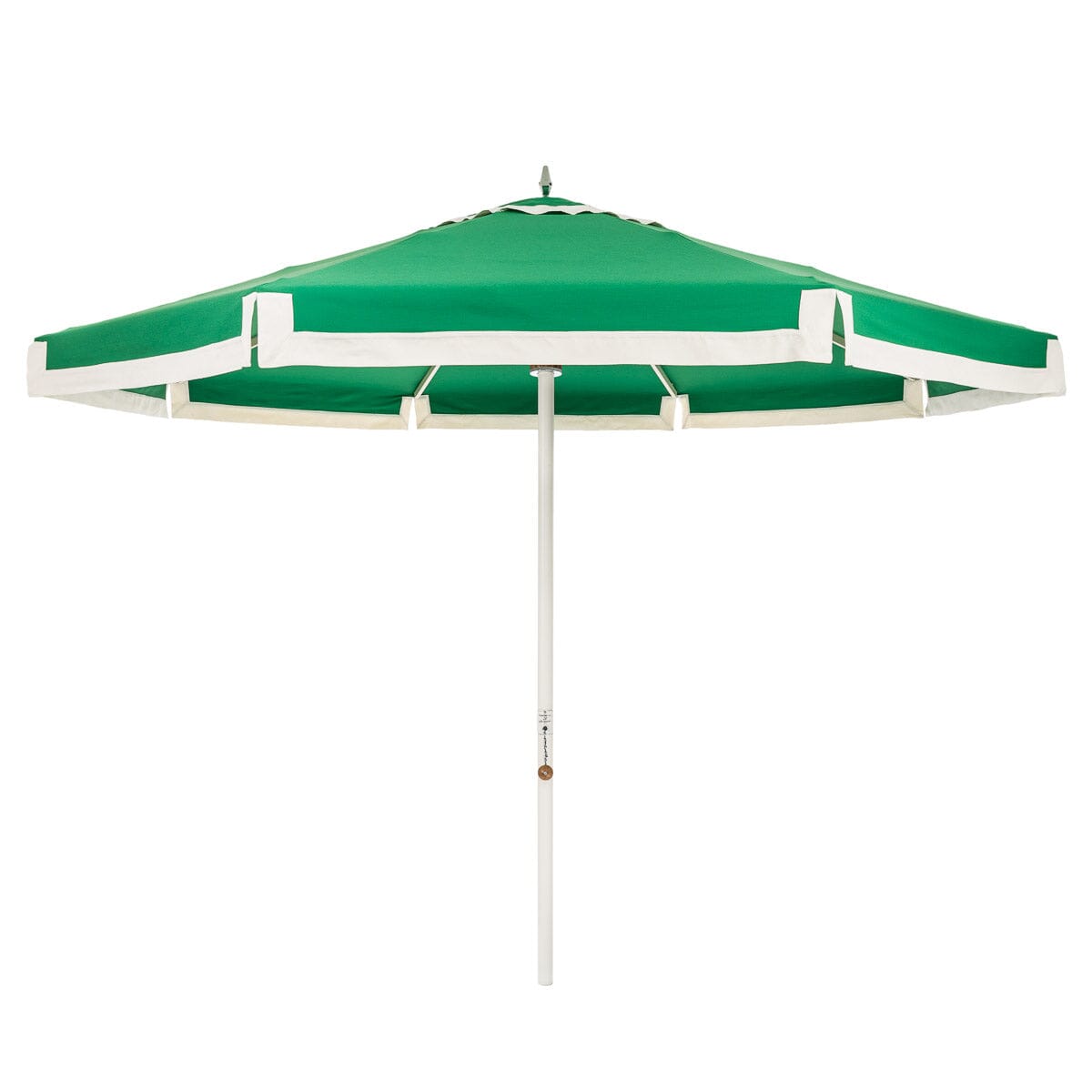 The Resort Market Umbrella in Border Valance Canyon Green | 12' Antique White Frame Bundle Business & Pleasure Co. 