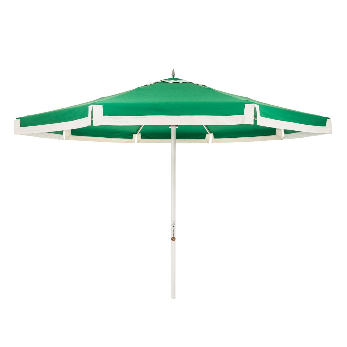 The Resort Market Umbrella in Border Valance Canyon Green | 12' Antique White Frame Bundle Business & Pleasure Co. 