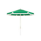 The Resort Market Umbrella in Border Valance Canyon Green | 8' Antique White Frame Bundle Business & Pleasure Co. 