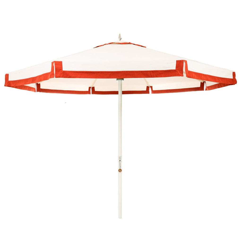 The Resort Market Umbrella in Border Valance Le Sirenuse | 10' Antique White Frame Bundle Business & Pleasure Co. 