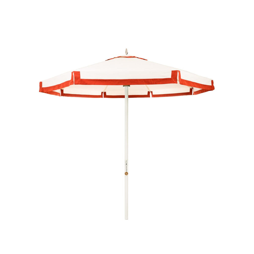 The Resort Market Umbrella in Border Valance Le Sirenuse | 8' Antique White Frame Bundle Business & Pleasure Co. 