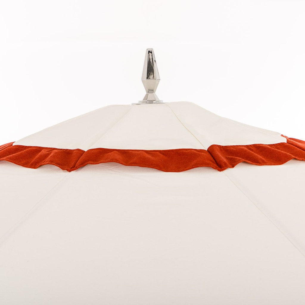 The Resort Market Umbrella in Border Valance Le Sirenuse | 8' Antique White Frame Bundle Business & Pleasure Co. 