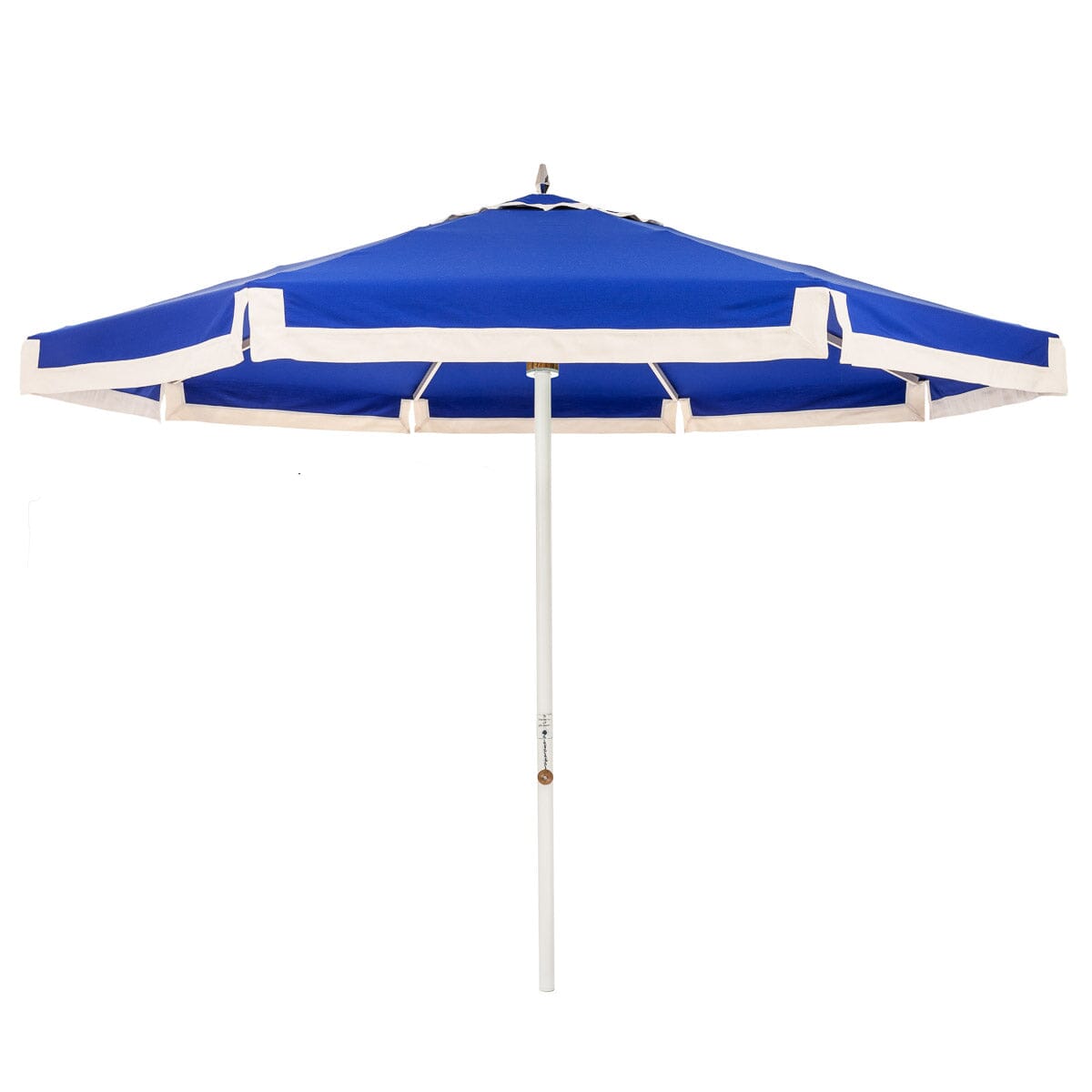 The Resort Market Umbrella in Border Valance Mediterranean Blue | 12' Antique White Frame Bundle Business & Pleasure Co. 