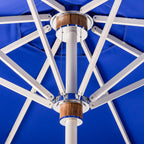 The Resort Market Umbrella in Border Valance Mediterranean Blue | 10' Antique White Frame Bundle Business & Pleasure Co. 